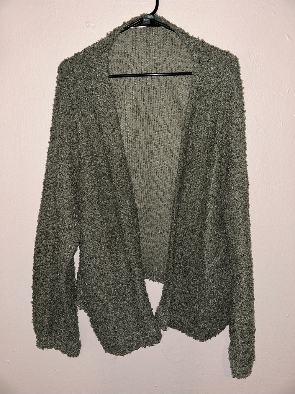 Green fuzzy cardigan